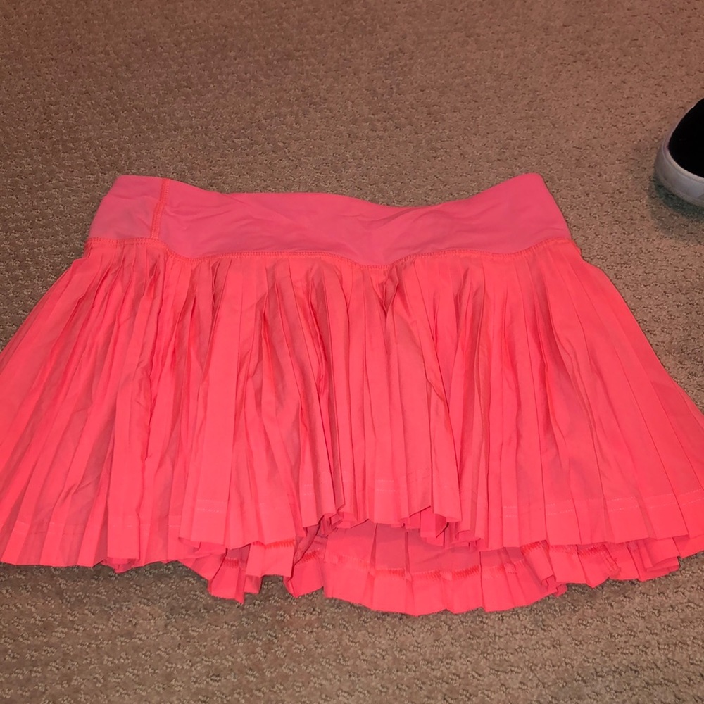 Neon pink/coral pleated tennis skirt